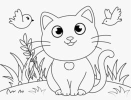 Hand drawn cat coloring page Illustration artwork vector