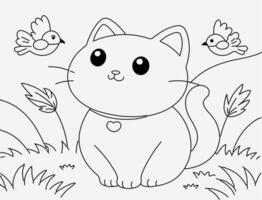 Hand drawn cat coloring page Illustration artwork vector