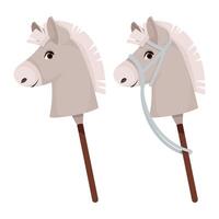 Horse heads on sticks for hobbyhorsing vector