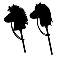 Black silhouette of toy horse head for hobbyhorsing vector