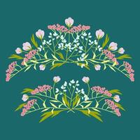 un conjunto de composiciones de pequeño y elegante flores en un oscuro antecedentes vector