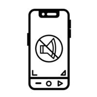 Smartphone screen with mute audio icon illustration isolated on square white background. Simple flat cartoon styled drawing for poster prints or social media graphic design elements. vector