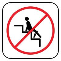 Do not sit on stairs icon sign illustration isolated on square white background. Simple flat drawing for poster prints and web icons. vector