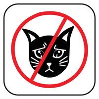 No cats or pets allowed icon sign with red circle cross illustration isolated on square white background. Simple flat cartoon art styled drawing for poster prints. vector