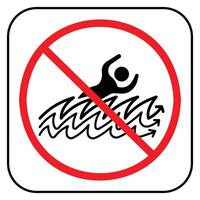 Dangerous current. Do not swim on sea, ocean, or river water banner sign illustration icon isolated on square white background. Simple flat drawing for poster prints and web icons. vector