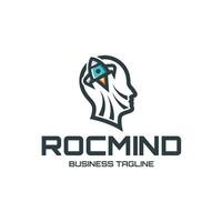 rocket mind technology logo design vector