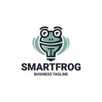 clever frog logo design vector