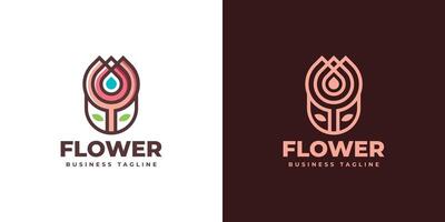 nature drop flower logo design vector