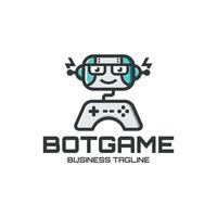 geek robot game logo design vector