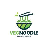 vegan noodles logo design vector