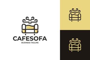 café sofá logo diseño vector