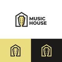 diseño de logotipo de casa de música vector