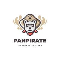 panda pirata mascota logo diseño vector