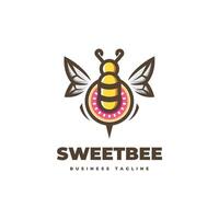 abeja y rosquilla logo diseño vector