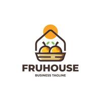 fruit house logo design vector