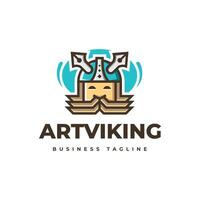 creative art viking logo design vector