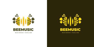 Pareja abeja música logo diseño vector