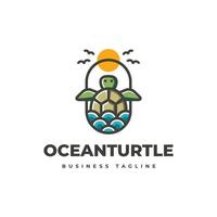 ocean turtle logo design vector