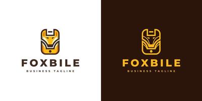 modern fox mobile logo design vector