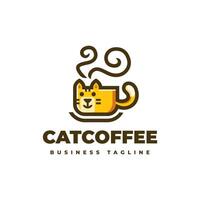 cat coffee logo design vector