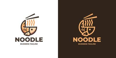 fish noodles logo design vector