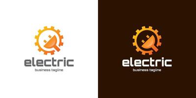 eléctrico engranaje enchufe logo diseño vector