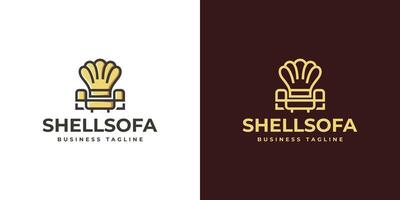 royal shell sofa logo design vector