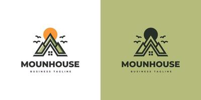 montaña casa logo diseño vector