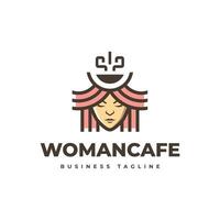 beauty woman coffee logo design vector