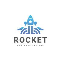 rocket connect logo design vector