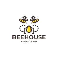 honey bee house logo design vector