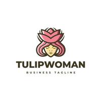 belleza tulipán mujer logo diseño vector