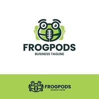 frog podcast logo design vector