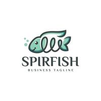 spiral fish logo design vector