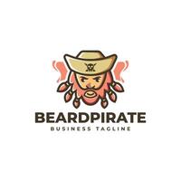 beard pirate mascot logo design vector
