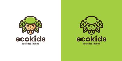 nature eco kid logo design vector