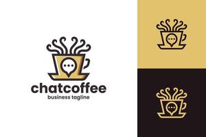 diseño de logotipo de chat de café vector