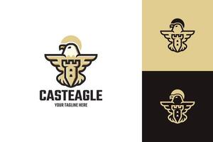 castle eagle logo design vector