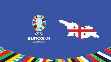 euro 2024 Georgia bandera mapa equipos diseño con oficial símbolo logo resumen países europeo fútbol americano ilustración vector