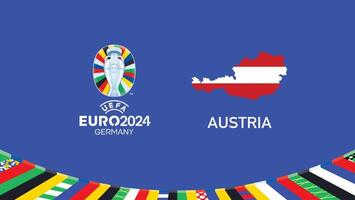 Euro 2024 Austria Flag Map Teams Design With Official Symbol Logo Abstract Countries European Football Illustration vector