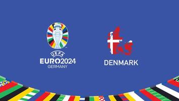 Euro 2024 Denmark Emblem Map Teams Design With Official Symbol Logo Abstract Countries European Football Illustration vector