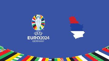 euro 2024 serbia emblema mapa equipos diseño con oficial símbolo logo resumen países europeo fútbol americano ilustración vector