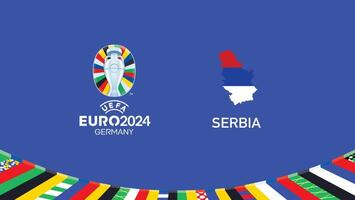 euro 2024 serbia bandera mapa equipos diseño con oficial símbolo logo resumen países europeo fútbol americano ilustración vector