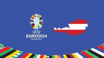 euro 2024 Austria emblema mapa equipos diseño con oficial símbolo logo resumen países europeo fútbol americano ilustración vector