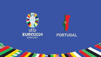 euro 2024 Portugal emblema mapa equipos diseño con oficial símbolo logo resumen países europeo fútbol americano ilustración vector