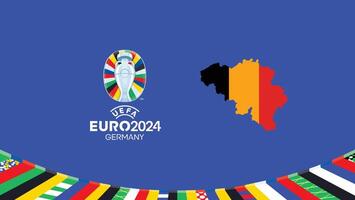 Euro 2024 Belgium Flag Map Teams Design With Official Symbol Logo Abstract Countries European Football Illustration vector