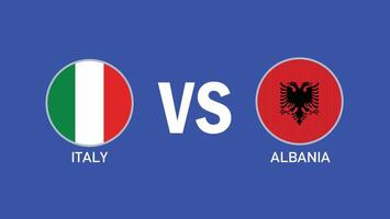 Italia y Albania partido bandera emblema diseño europeo naciones 2024 equipos países europeo Alemania fútbol americano símbolo logo ilustración vector