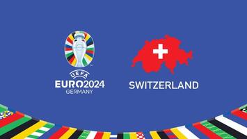 euro 2024 Suiza emblema mapa equipos diseño con oficial símbolo logo resumen países europeo fútbol americano ilustración vector