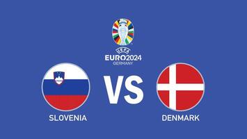 Eslovenia y Dinamarca partido euro 2024 bandera emblema equipos diseño con oficial símbolo logo resumen países europeo fútbol americano ilustración vector