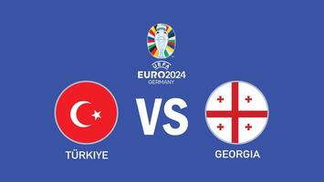 turkiye y Georgia partido euro 2024 emblema bandera equipos diseño con oficial símbolo logo resumen países europeo fútbol americano ilustración vector